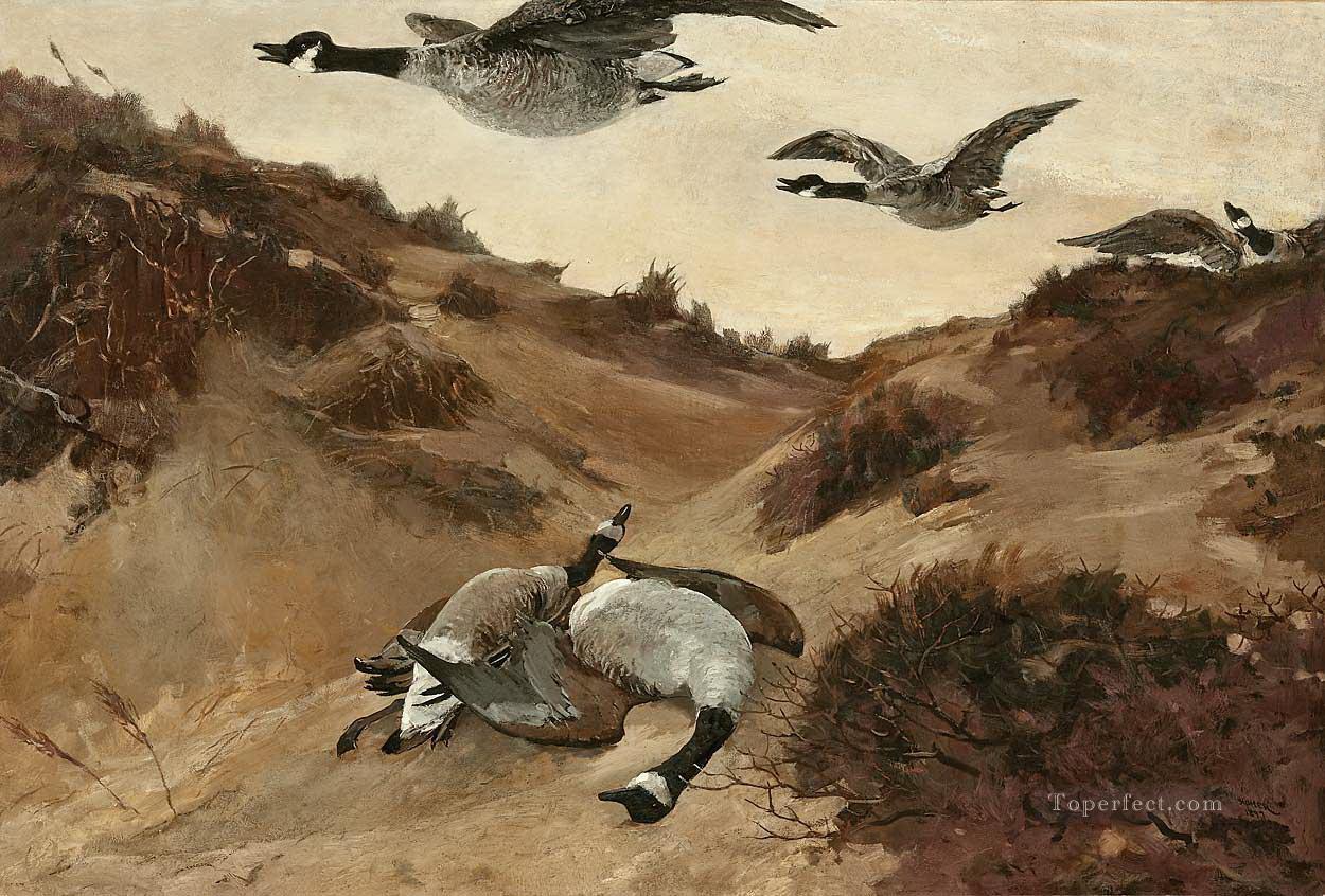 Winslow Homer Wild Geese dans les oiseaux de vol Peintures à l'huile